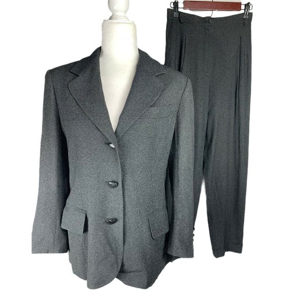 Vintage Cheap and Chic MOSCHINO Suit 10 Charcoal Gray Pants Blazer Jacket 90s - Picture 2 of 12